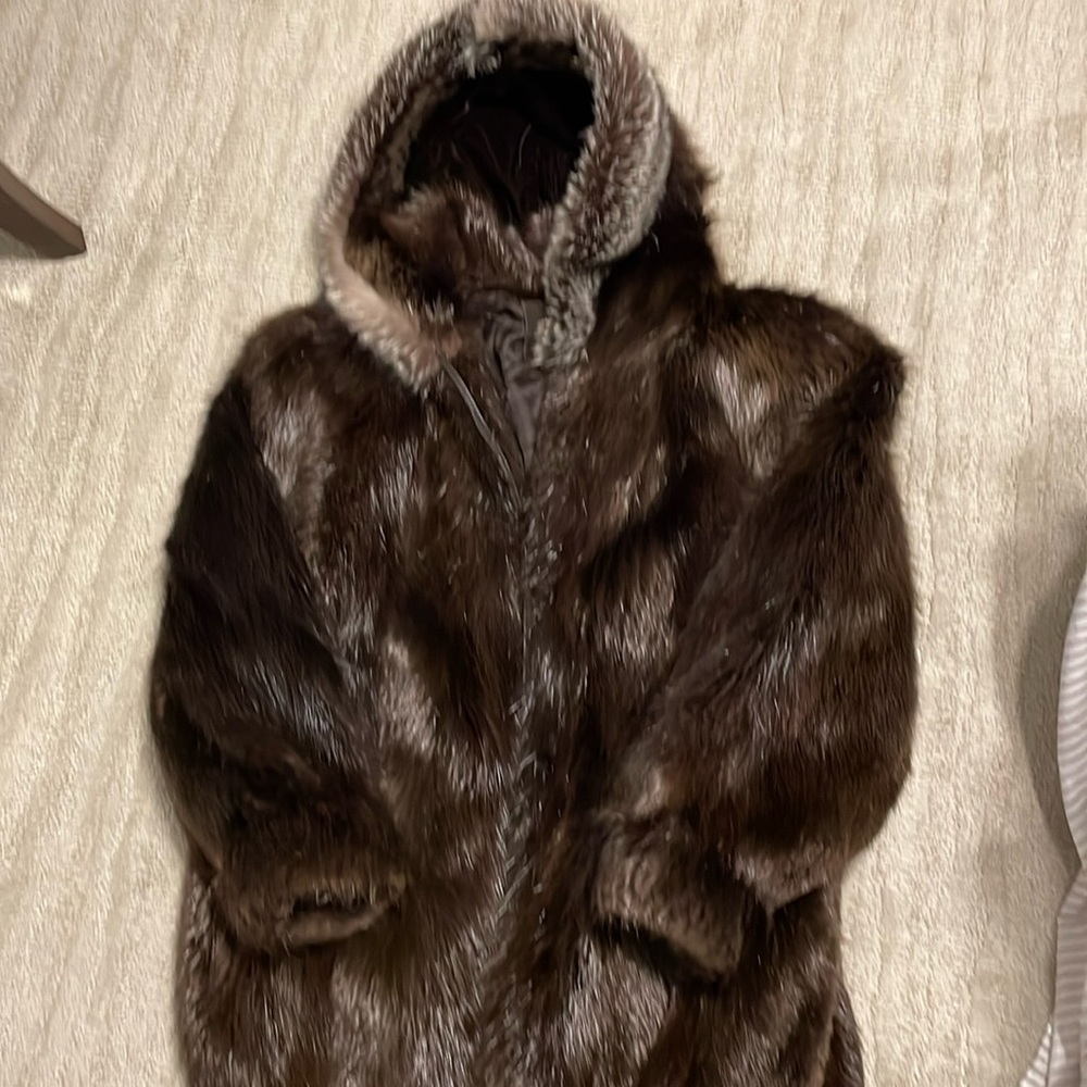 Size 10-12 beaver coat. Pristine condition.